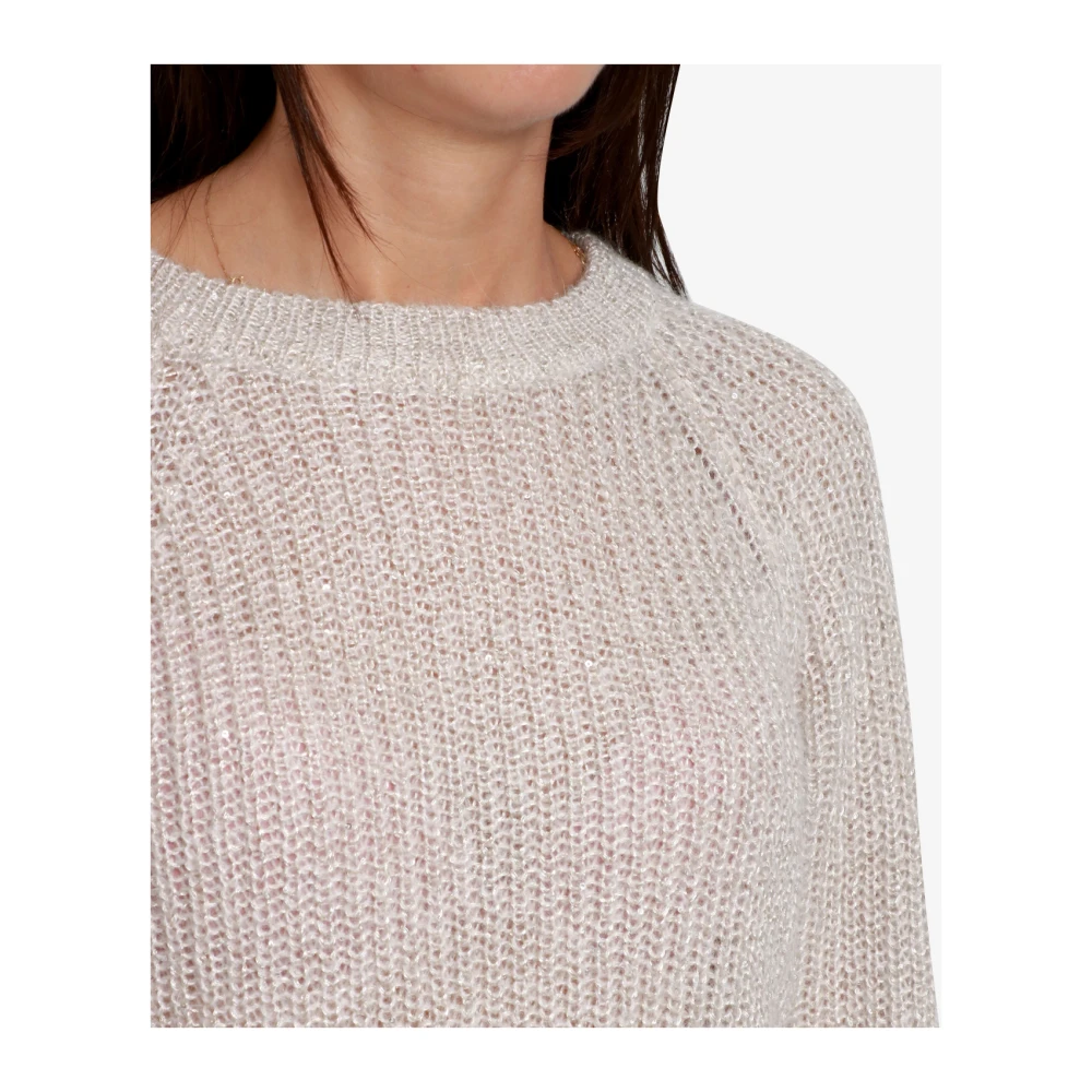 Pennyblack Mohair Blend Sweater met Micro Sequins Beige Dames
