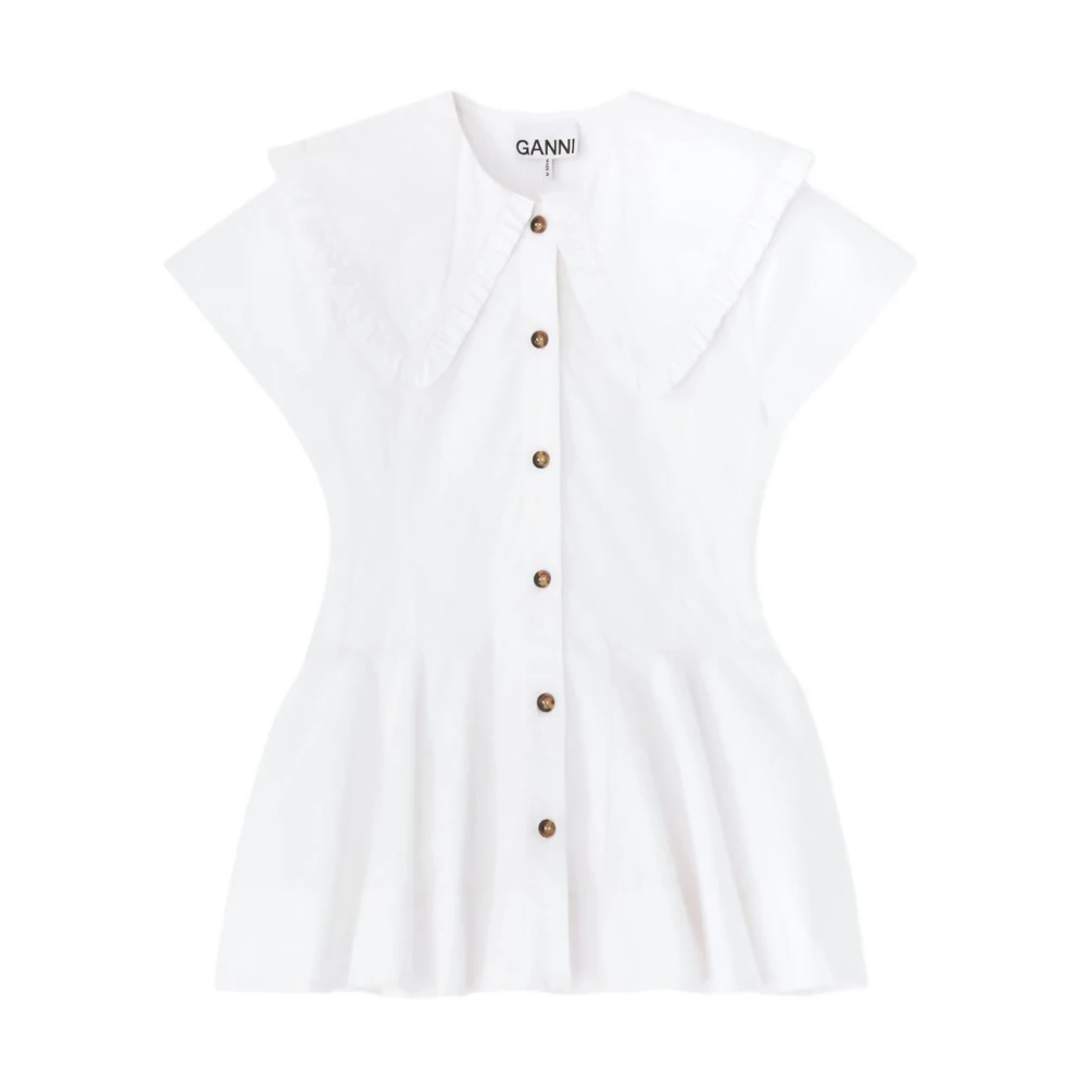 Ganni Women's White Stretch Poplin Shirt - Shirts - S - Blouses & Shirts