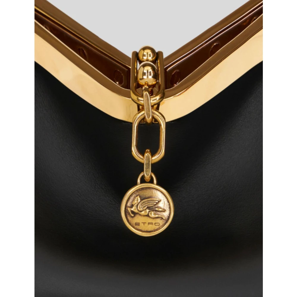ETRO Leren Zeiltas met Metalen Sluiting Black Dames