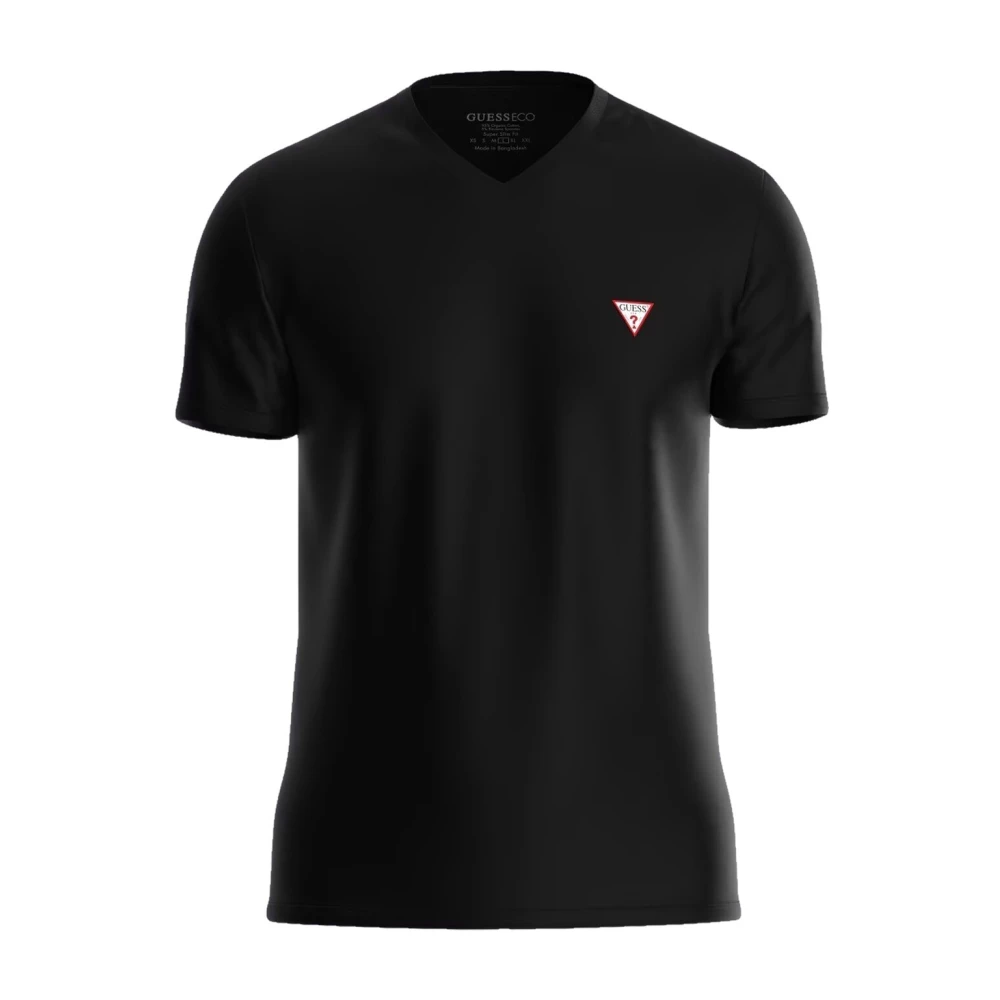 Guess Korte mouw V-hals Logo T-shirt Black Heren