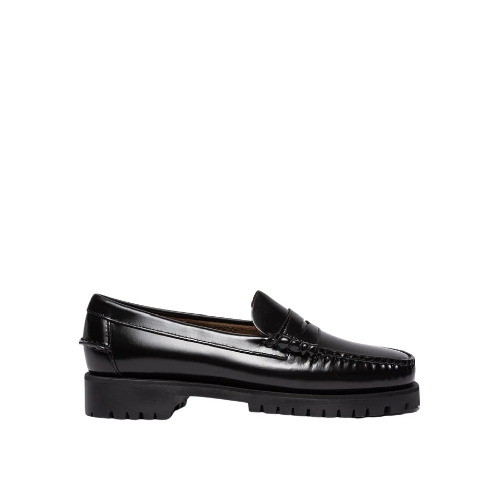 Sebago Met de hand genaaide leren mocassins Black Heren