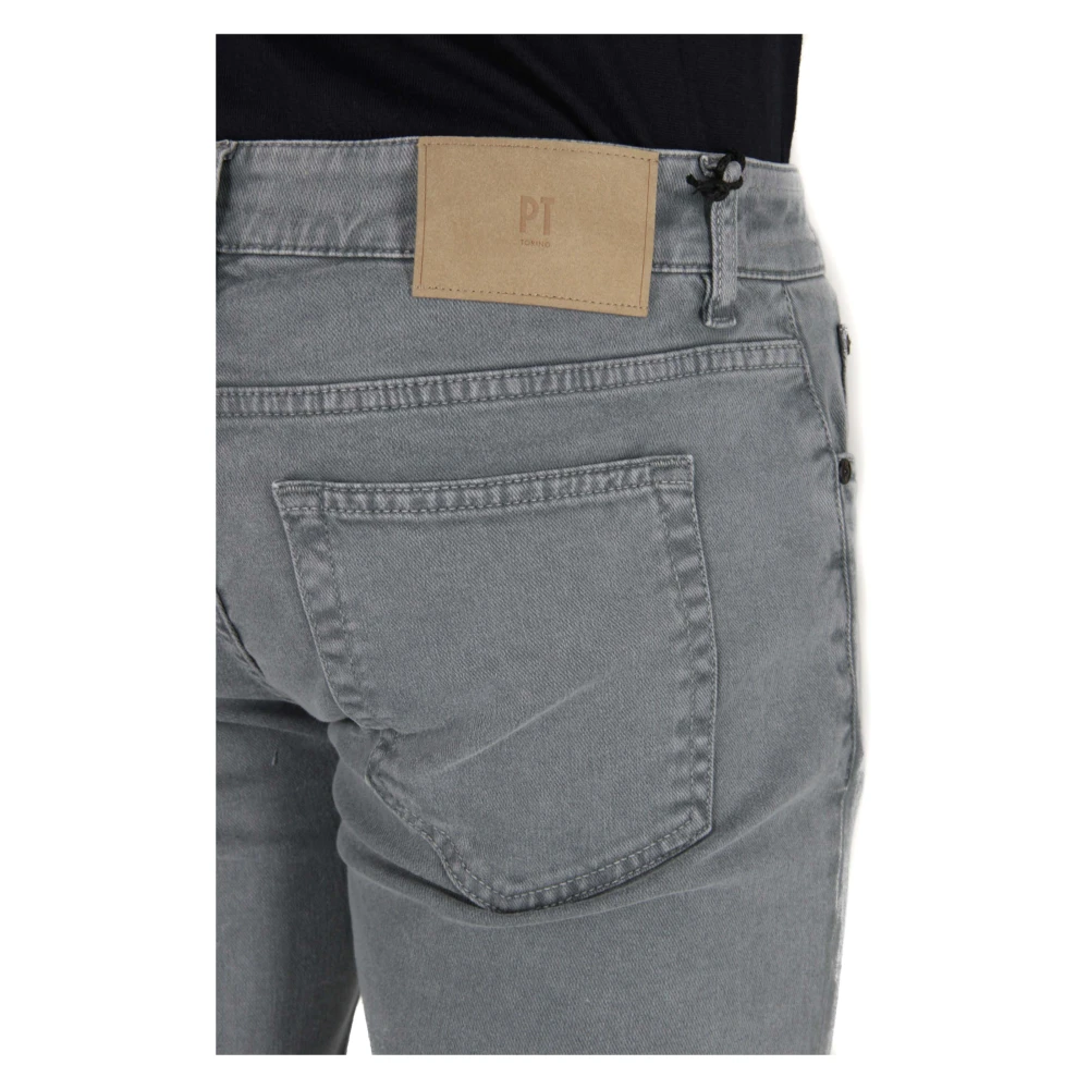 PT Torino Stretch Denim Jack met Suède Label Gray Heren