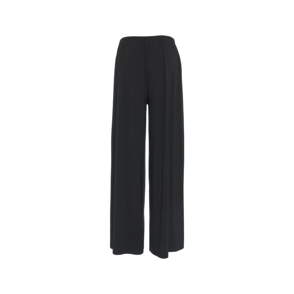 Norma Kamali Zwarte Geplooide Wijde Pijp Broek Black Dames