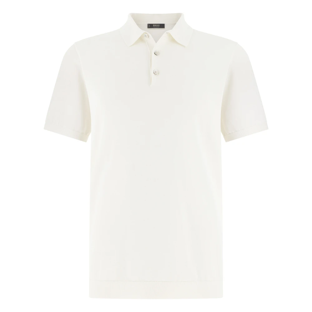 Boggi Milano Mannelijk Wit Truien & Vesten Heren, 2XL, Katoen, Gebreide Polo Van Katoen En Zijde