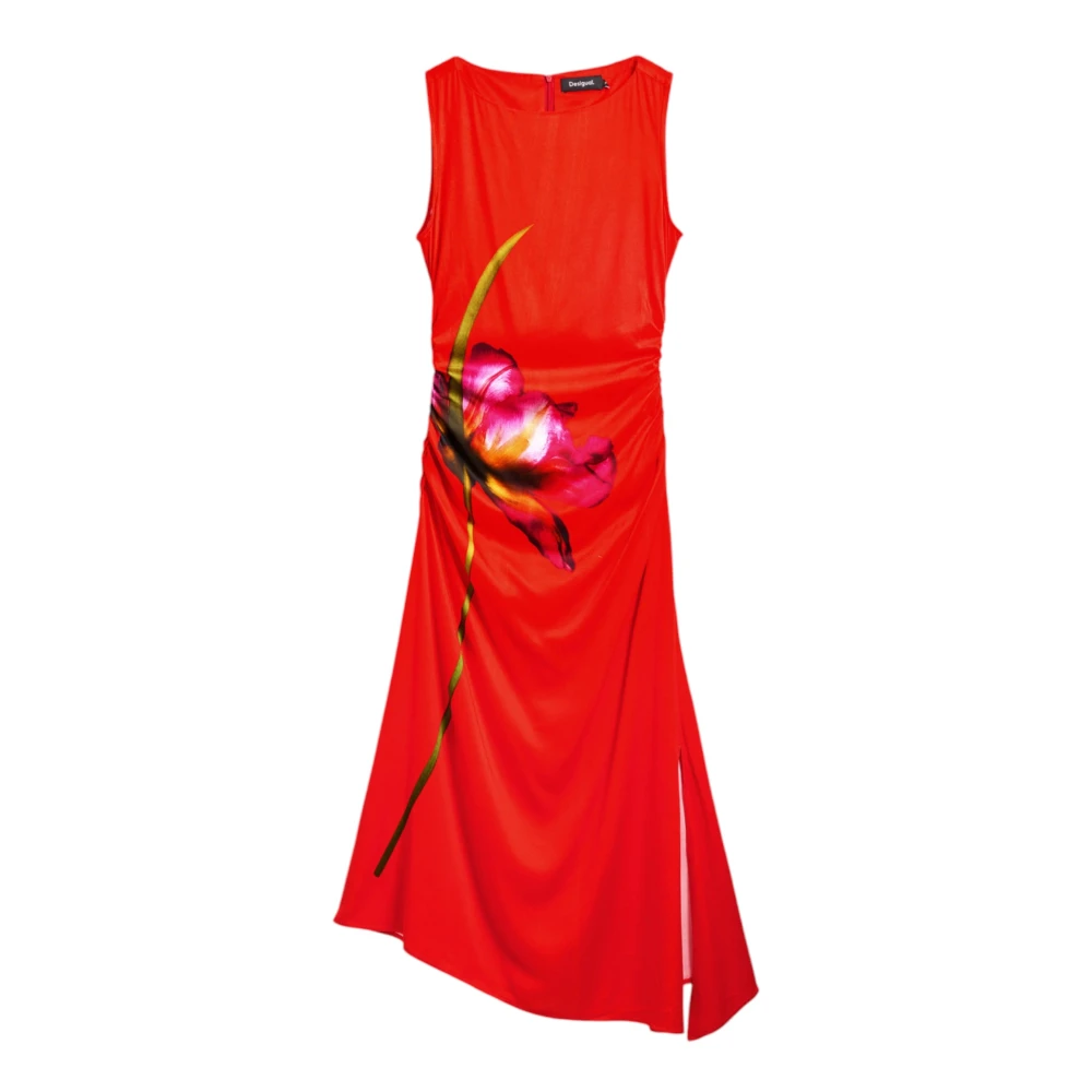 Desigual Women's Red Midi Dresses,, Long Dresses Collection In Viscose Blend Medium