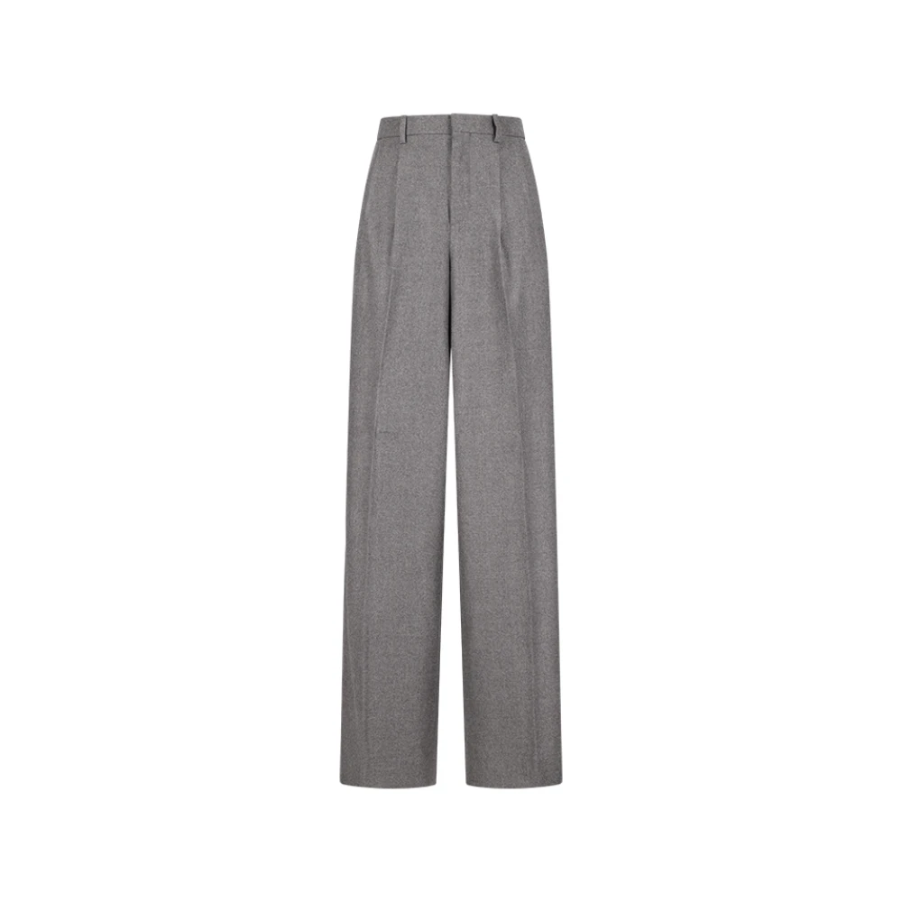 Celine Women's Gray Pleated Trousers In Cashmere Flannel