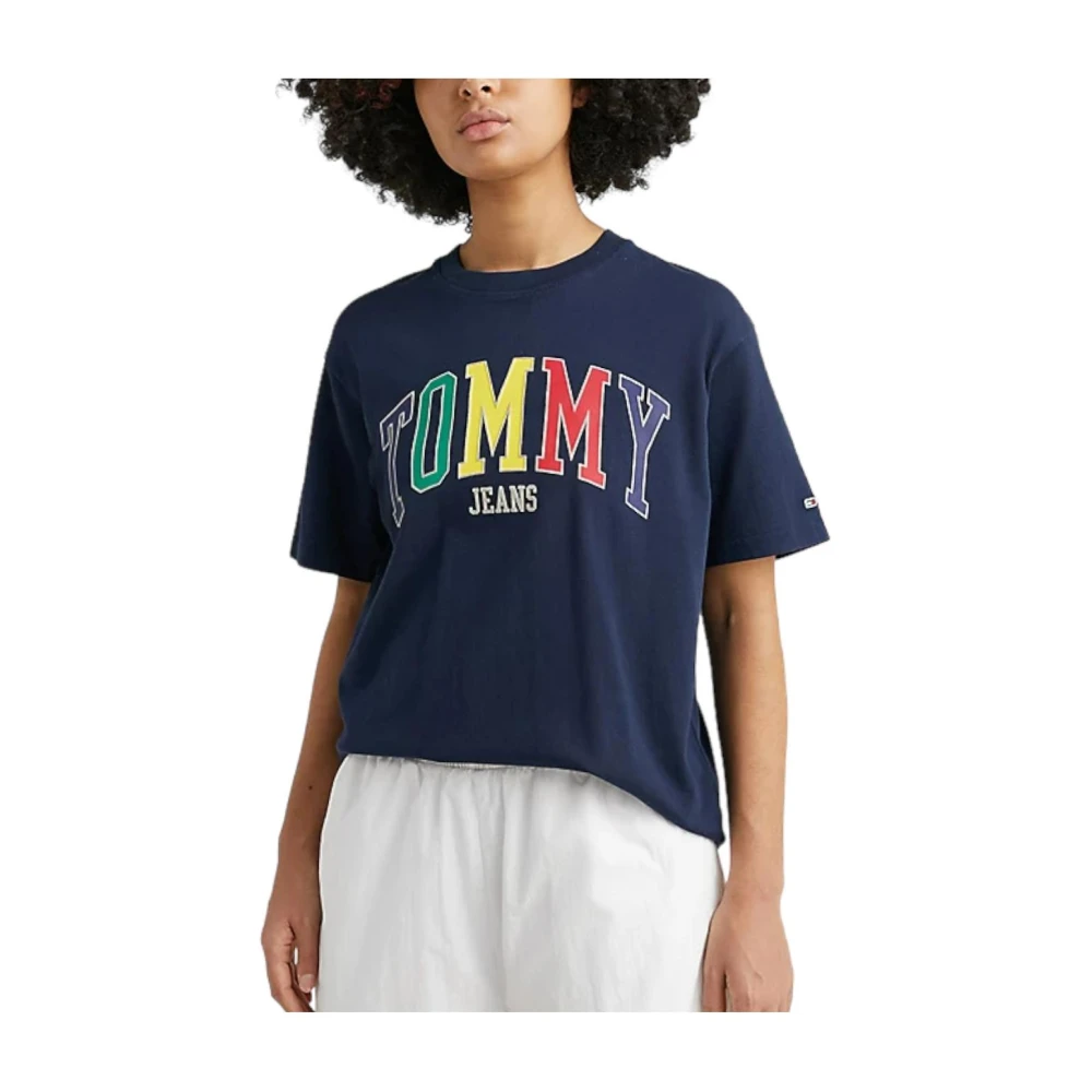 Tommy Hilfiger Women's Blue Pop T-Shirt With Iconic Logo - T-Shirts - S - Tops