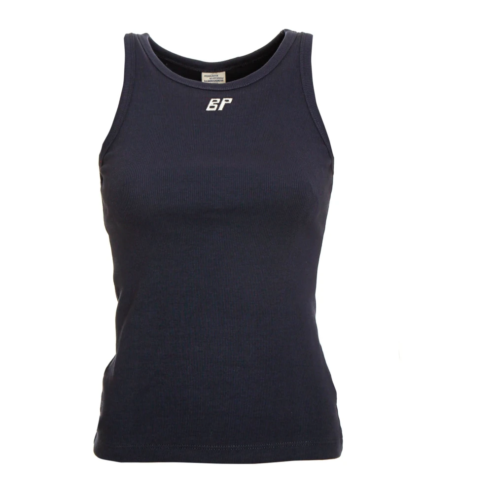 BAUM UND PFERDGARTEN Geribbeld Racerback Top met Geborduurd Logo Blue Dames