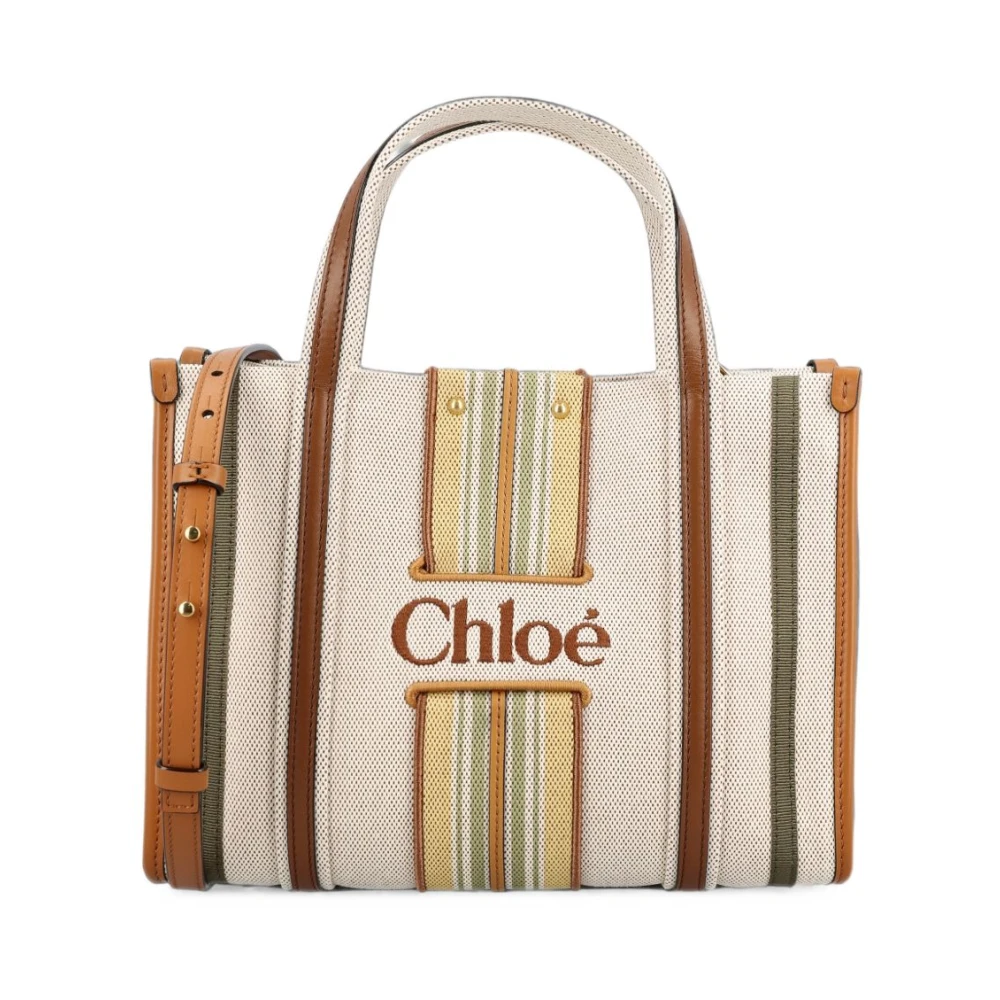 Chloé Women's Brown Small Woody Loop Tote Bag In Canvas - Image 4