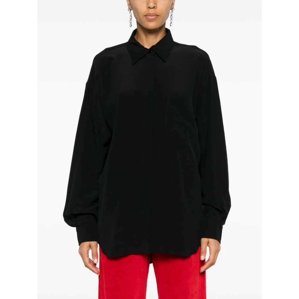 Moschino Zwarte Crêpe Cut-Out Shirt Black Dames