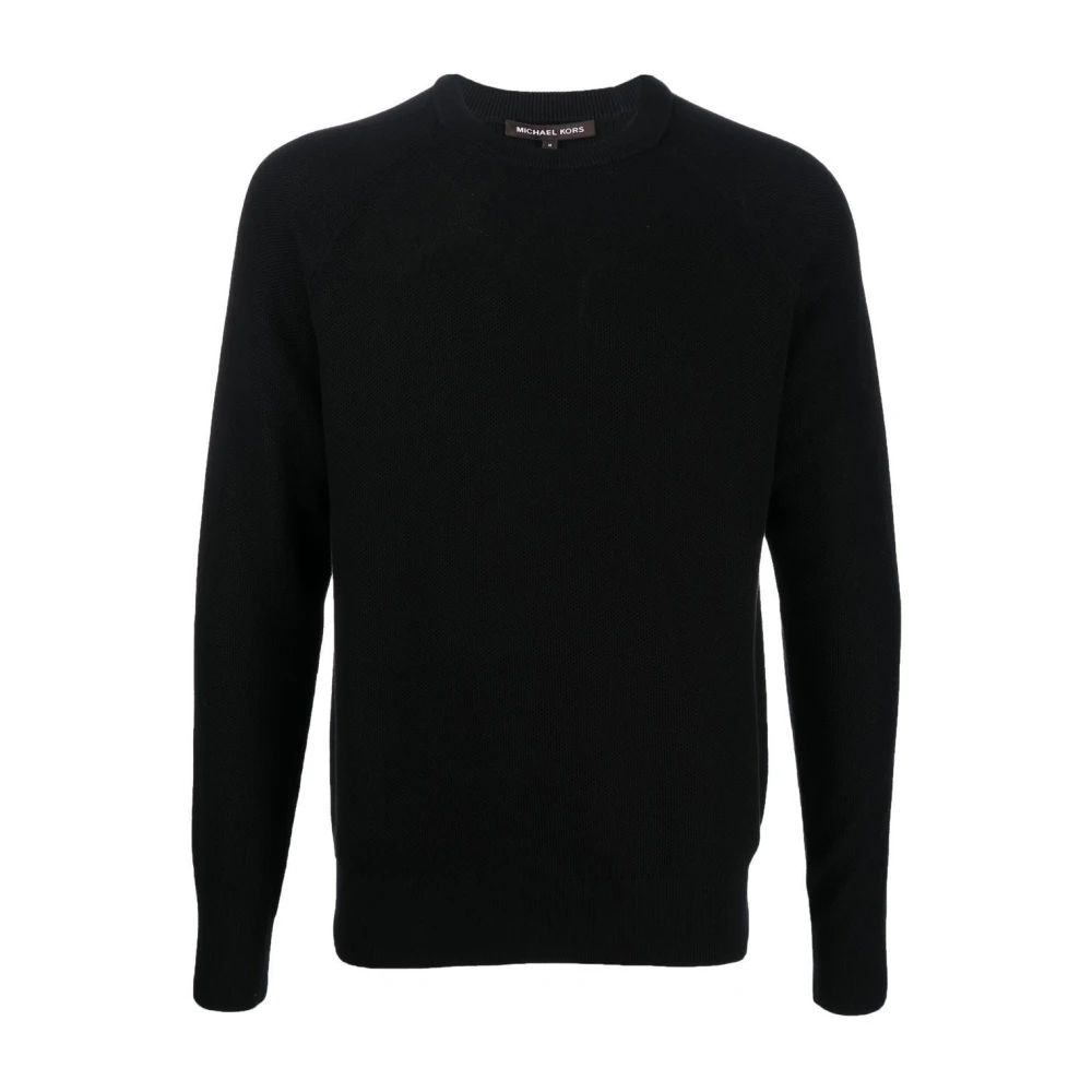 Michael Kors Men's Black Round-Neck Knitwear, 2XL, Cotton Crew Jumper