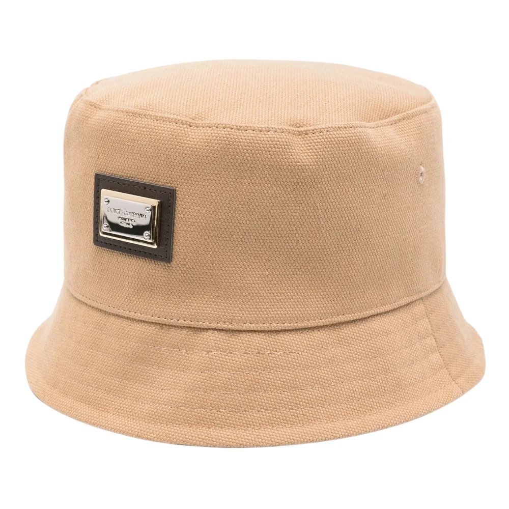 Dolce & Gabbana Unisex Beige Plaque Logo Bucket Hat