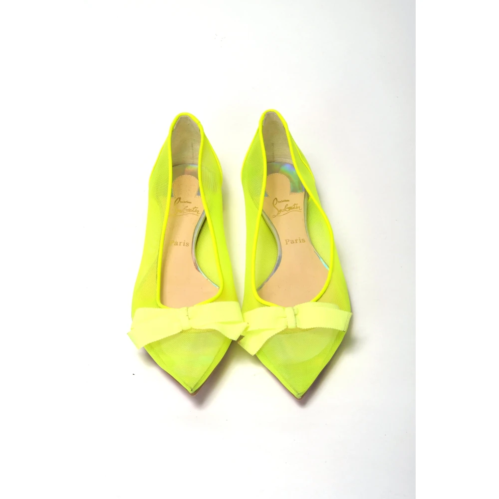 Christian Louboutin Fluro Gele Platte Puntige Schoen Yellow Dames