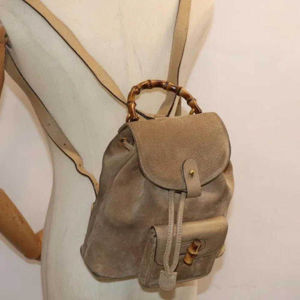 Gucci Vintage Pre-owned Suede backpacks Beige Dames
