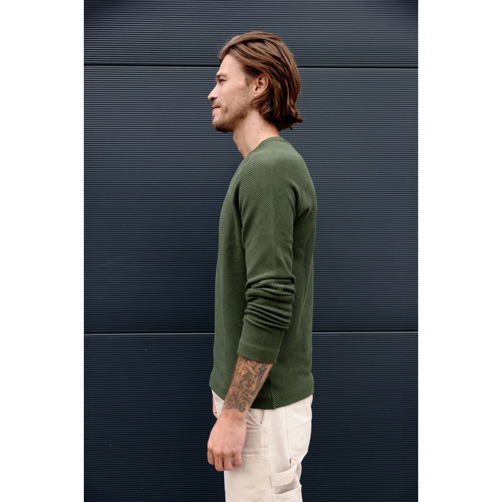 Kultivate Oblique Crew Neck Jumper Green Heren