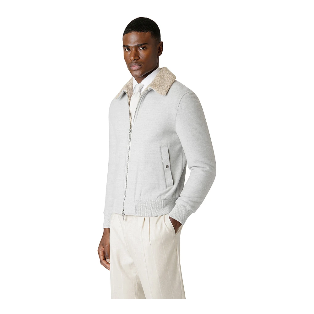 Eleventy Luxe Shearling Wol Bomberjack Gray Heren