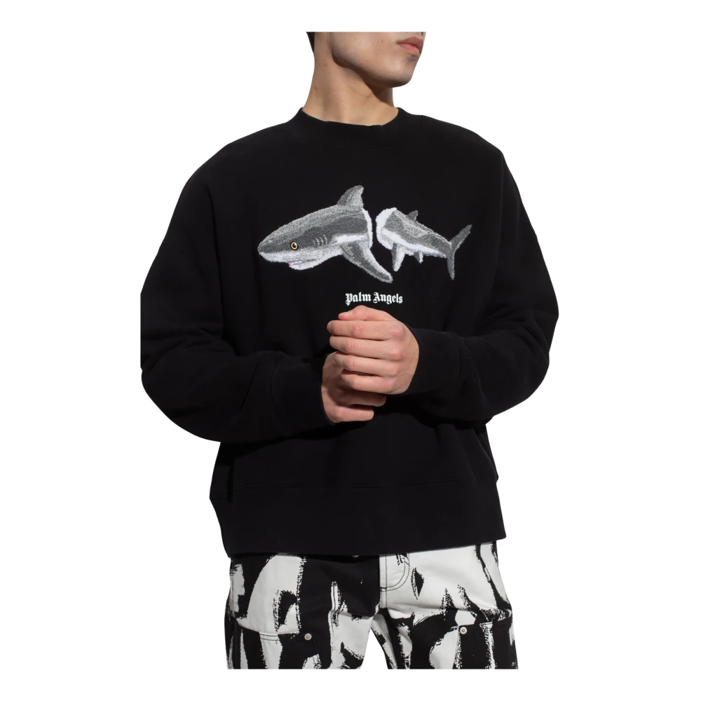 Palm Angels Sweatshirt med djurmotiv Black, Herr