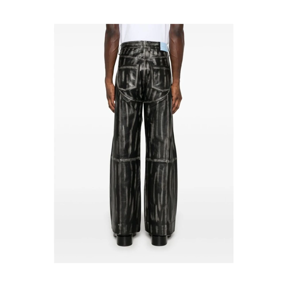 Achilles Ion Gabriel Handbeschilderde leren panel jeans Black Heren