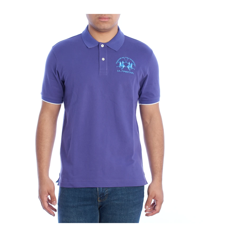 La Martina Men's Purple Polo Shirts, S, Classic Modern Short Sleeve Polo Shirt