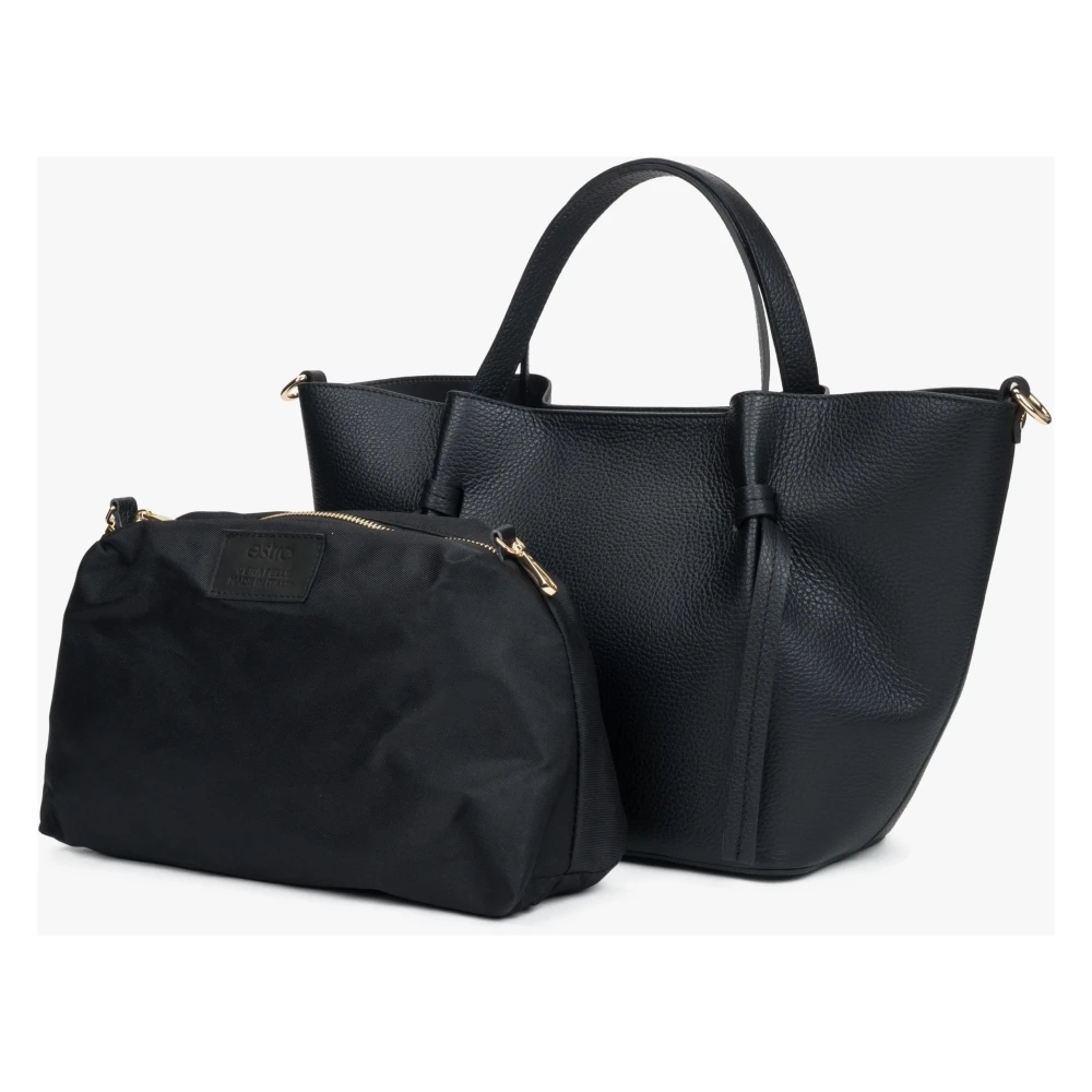 Estro Zwarte Bootvormige Handtas voor Dames gemaakt van Premium Italiaans Echt Leer Black Dames