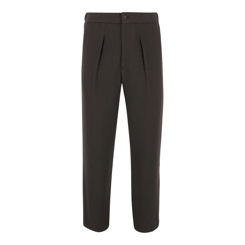 Giorgio Armani Wollen broek met geribbeld vakmanschap Brown Heren