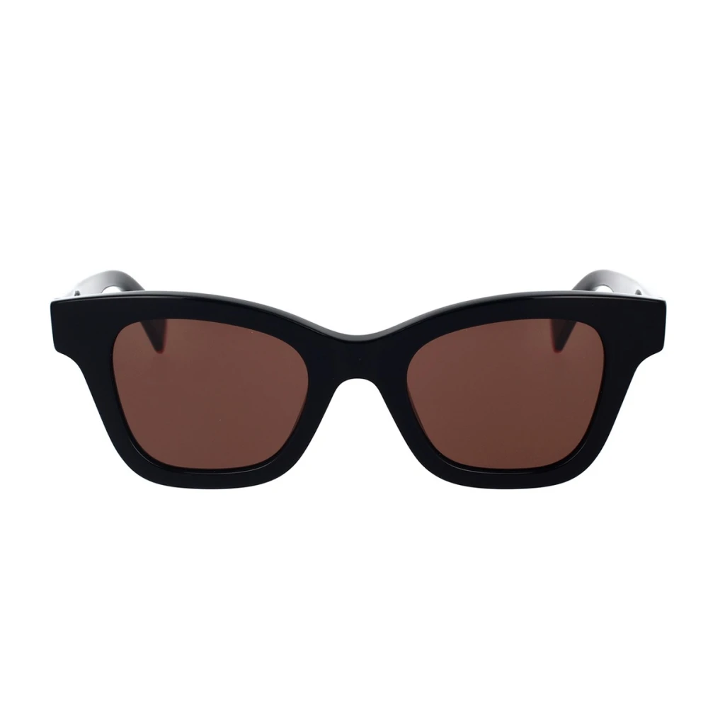 Kenzo Geometriska solglasögon med svart acetatram och bruna linser Black, Unisex