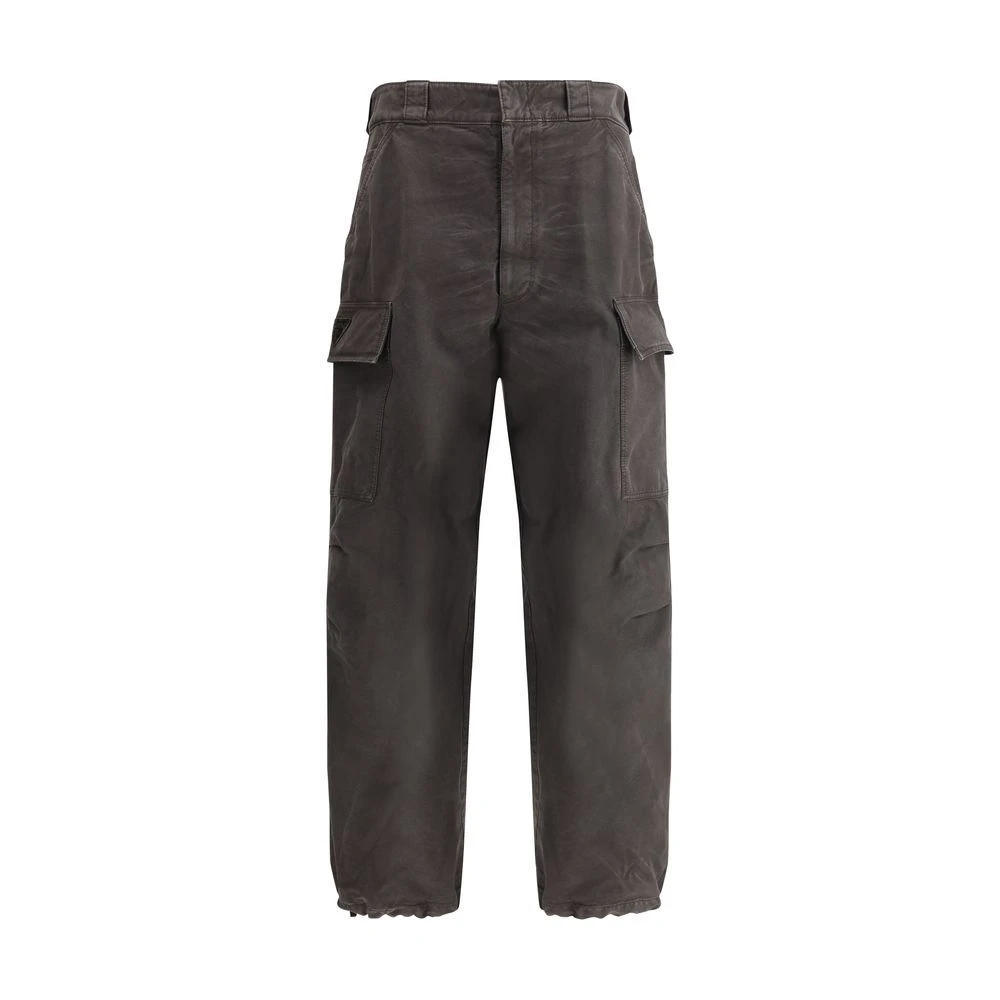 Prada Zwarte Gewassen Cargo Broek Lente-Zomer 2025 Black Heren