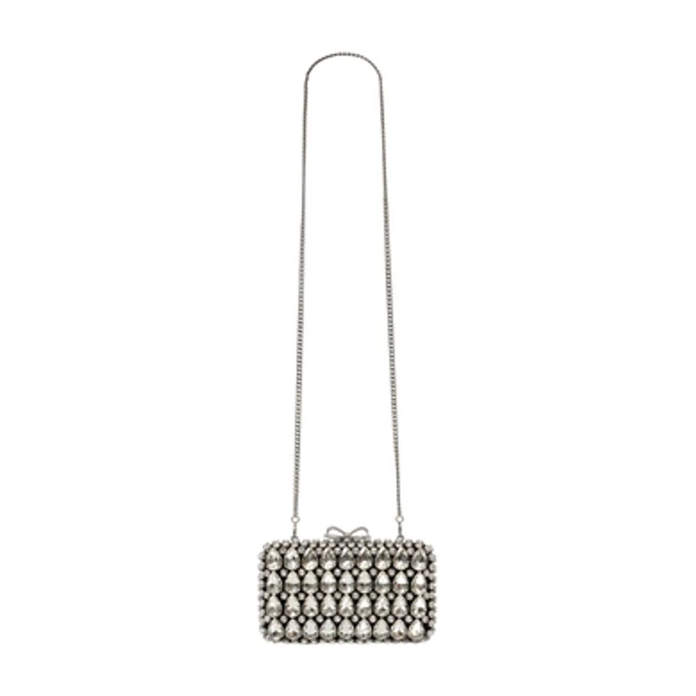 Self Portrait Women's Beige Crystal Clutch - Clutches - One Size - Bags