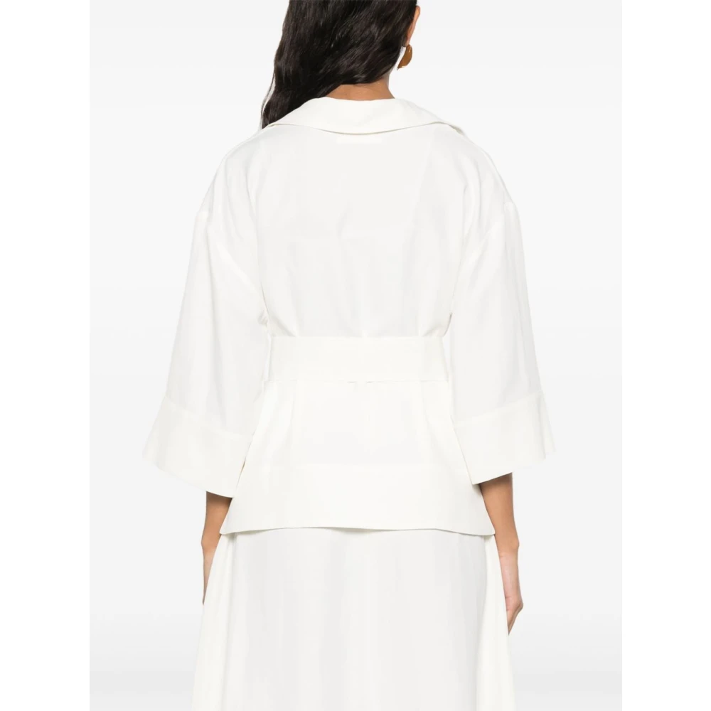 P.a.r.o.s.h. Witte Linnen Blend Raisa Shirt White Dames