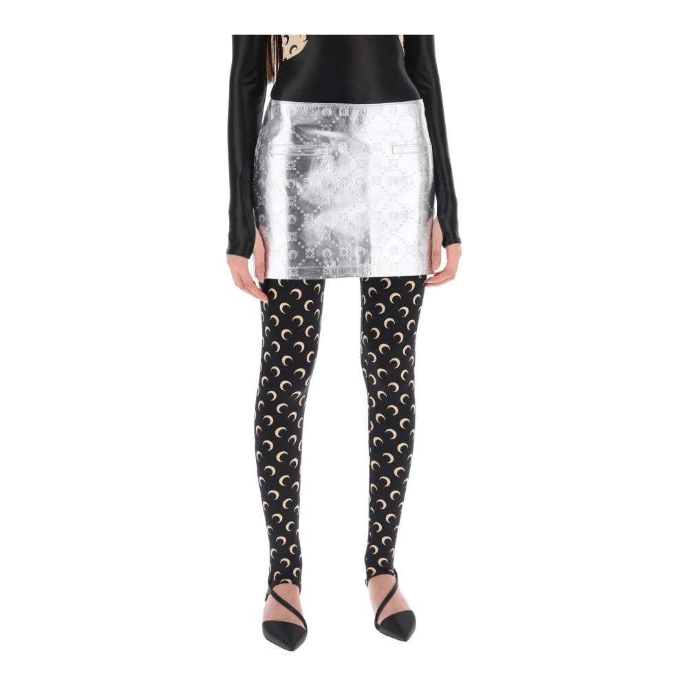 Marine Serre Moonogram gelamineerd leren minirok Gray Dames