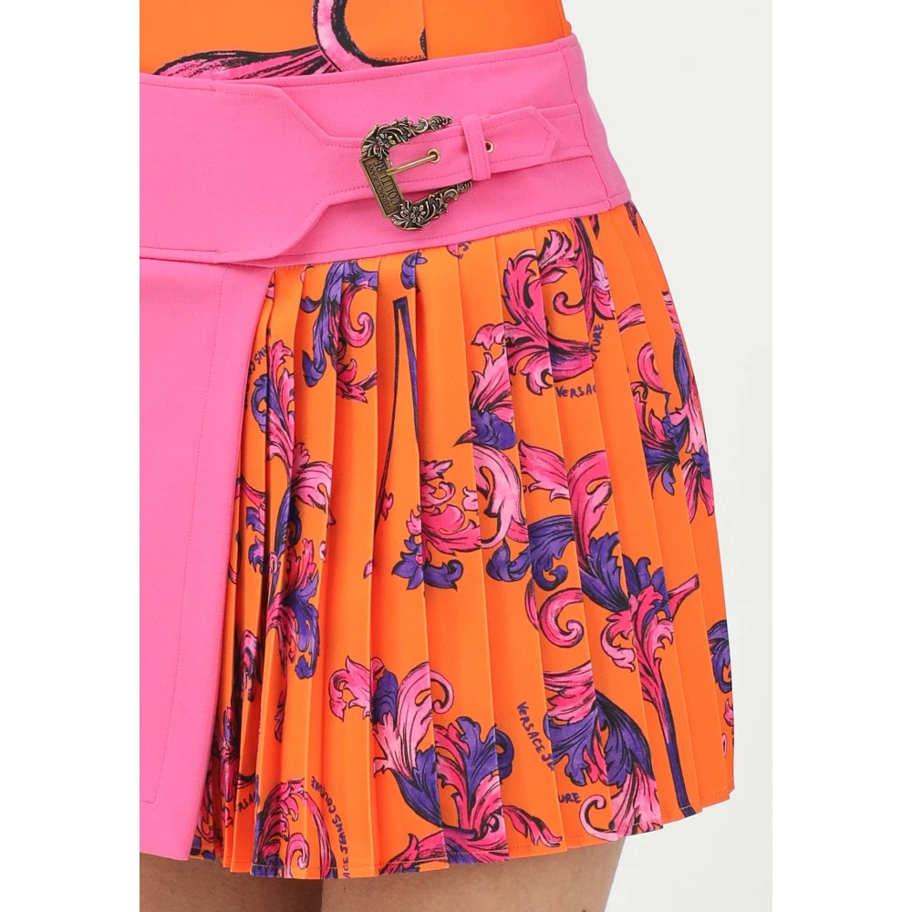 Versace Jeans Couture Fuchsia en Oranje Mini Rok Multicolor Dames