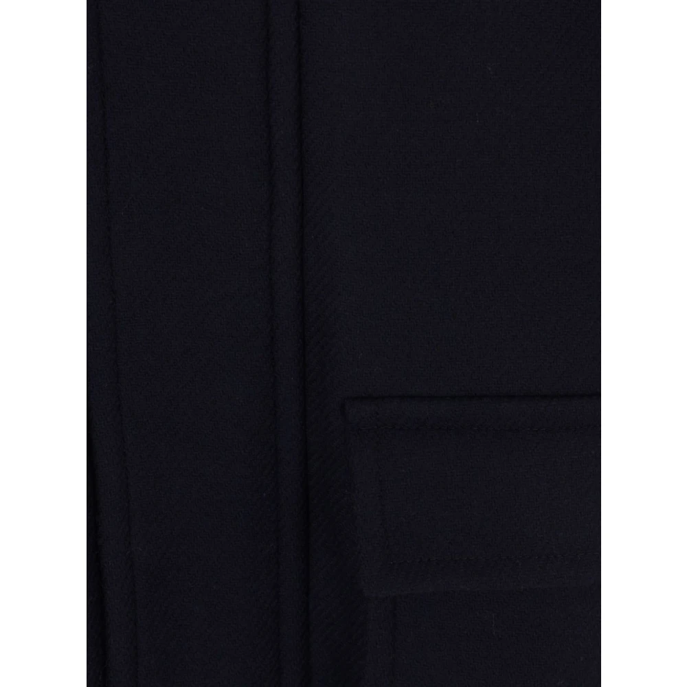 Maison Kitsuné Blauwe wollen jas met handschrift patch Blue Heren