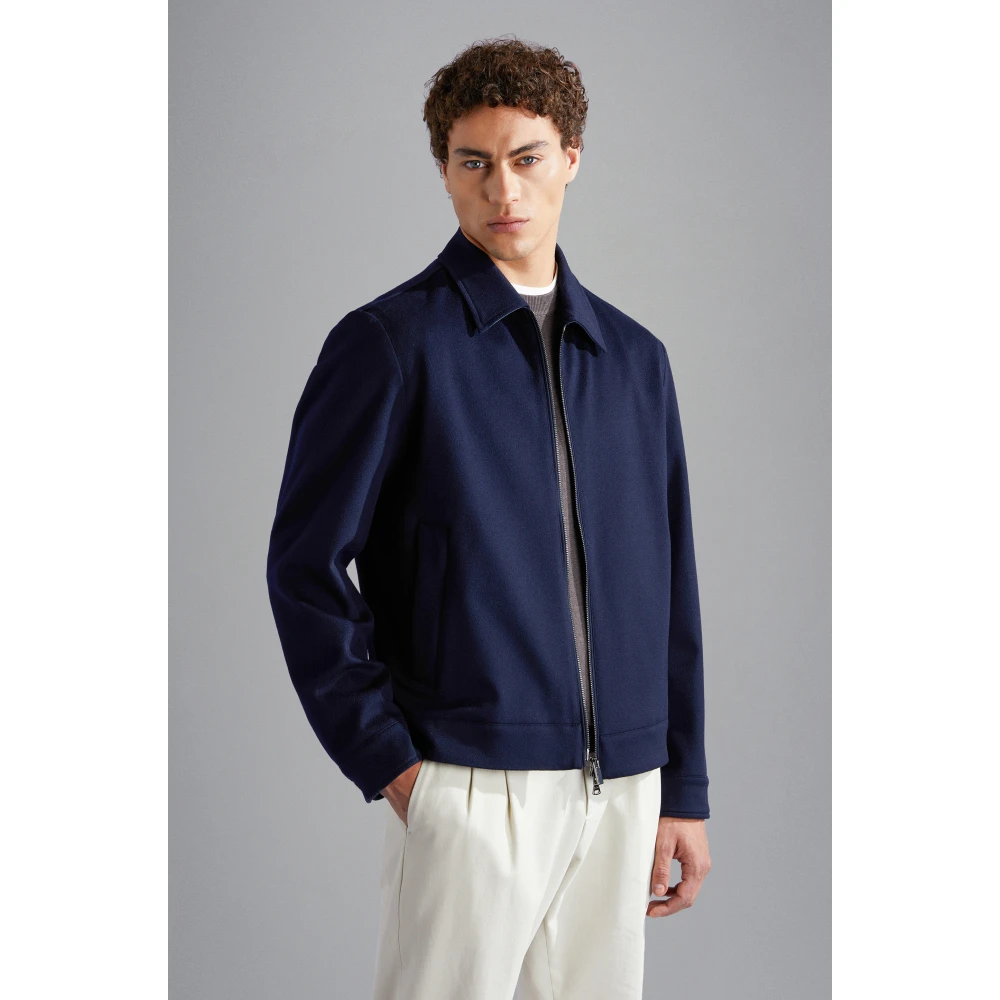 PAUL & SHARK Blauwe Zip Overshirt Jas Blue Heren