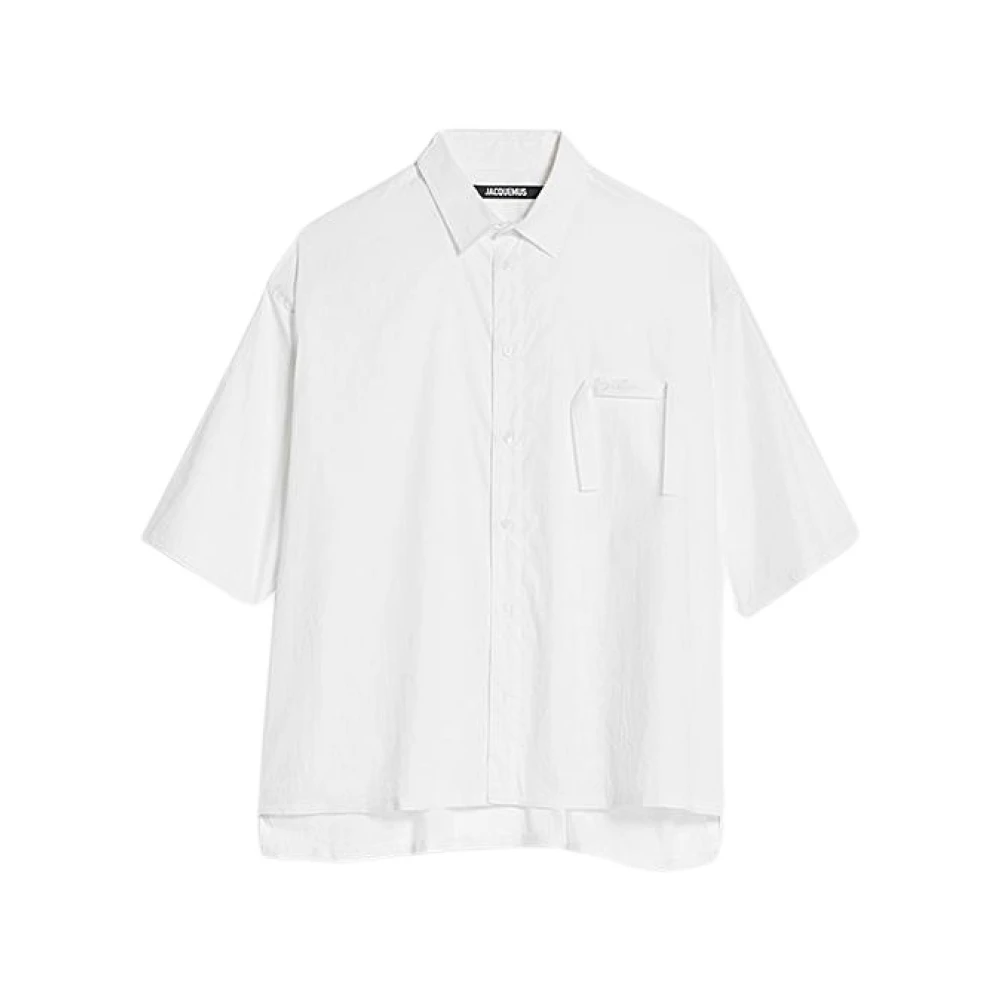 Jacquemus Oversized Katoenen Stretch Shirt met 3 4 Mouwen White Heren