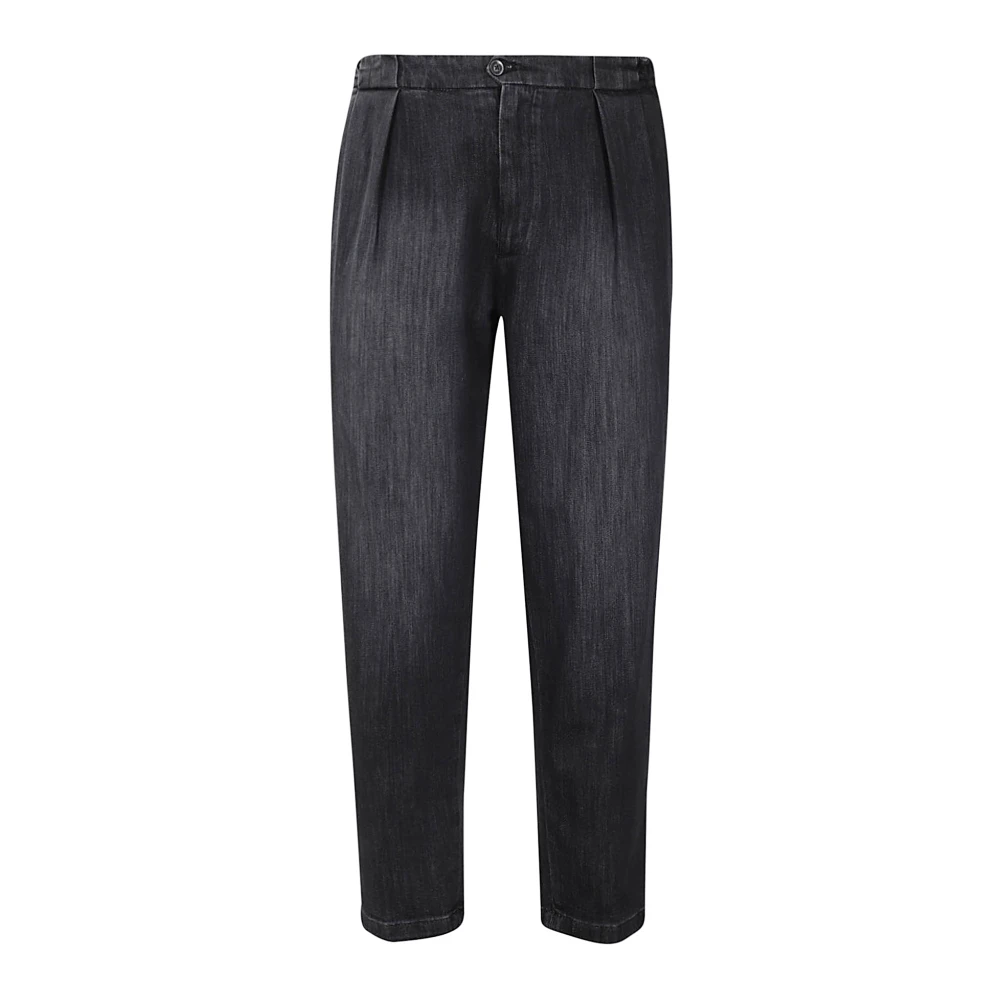 Briglia Dubbele Plooi Denim Broek Black Heren