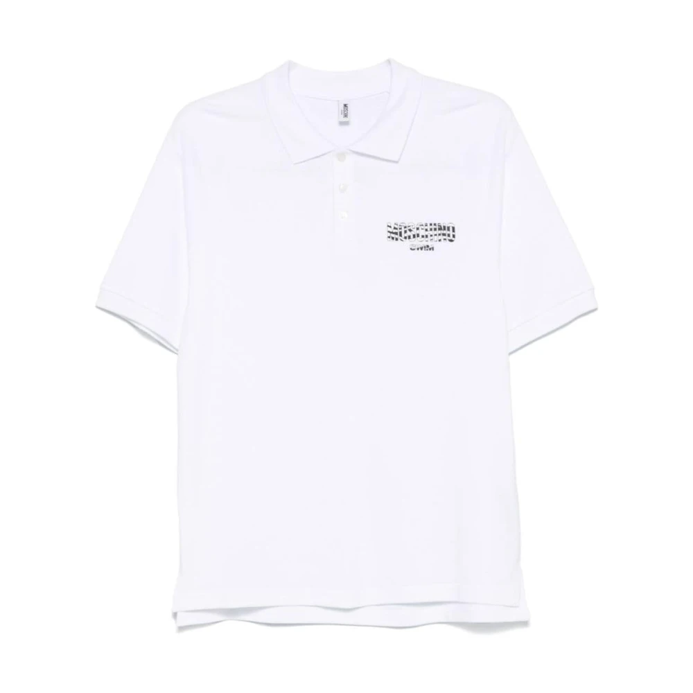 Moschino Logo Print Polo Shirt White Heren