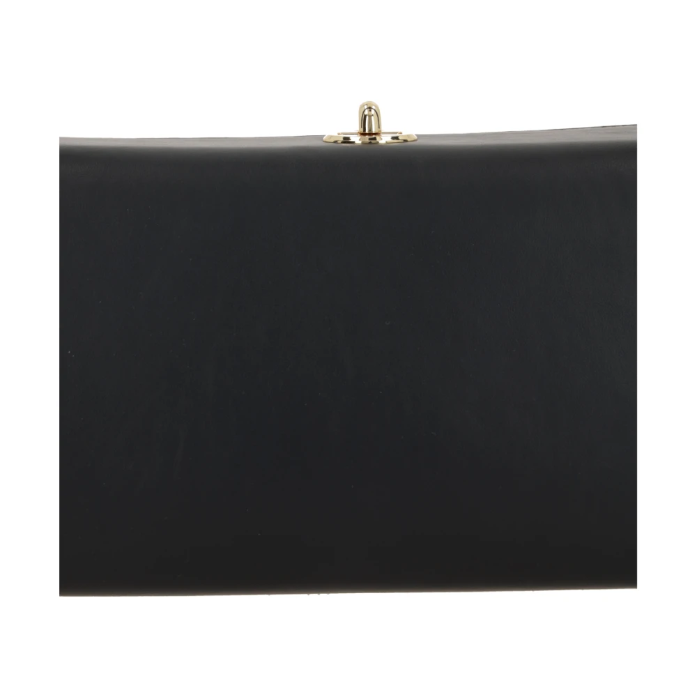 Plan C Zwarte leren schoudertas met twist-lock Black Dames