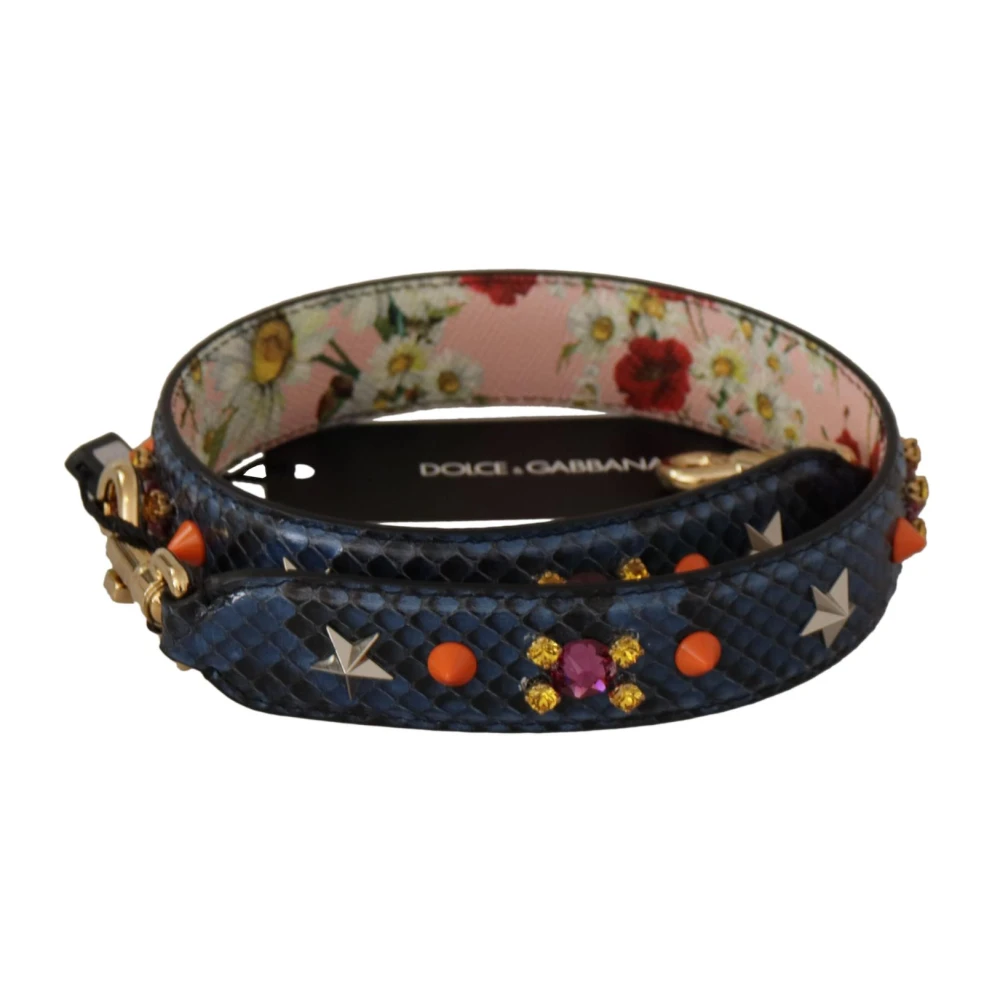 Dolce & Gabbana , Bag Accessories, Female, Blue, One Size, Exotic Leather Crystals Shoulder Strap