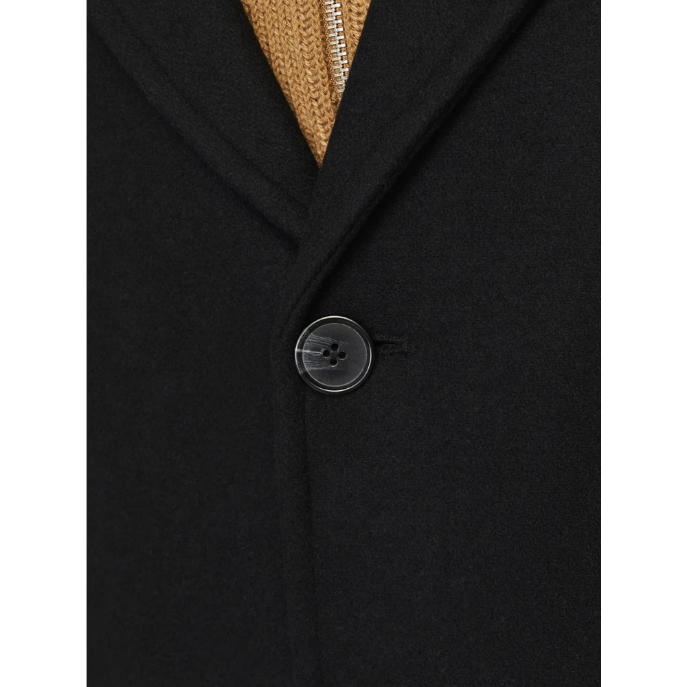 jack & jones Elegante Zwarte Wollen Jas Black Heren