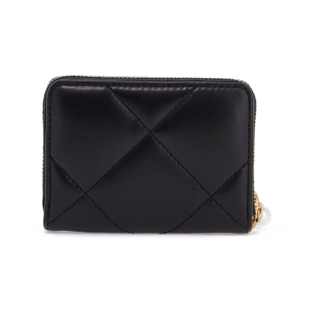 TORY BURCH Gewatteerde Leren Portemonnee met Bedeltjes Black Dames