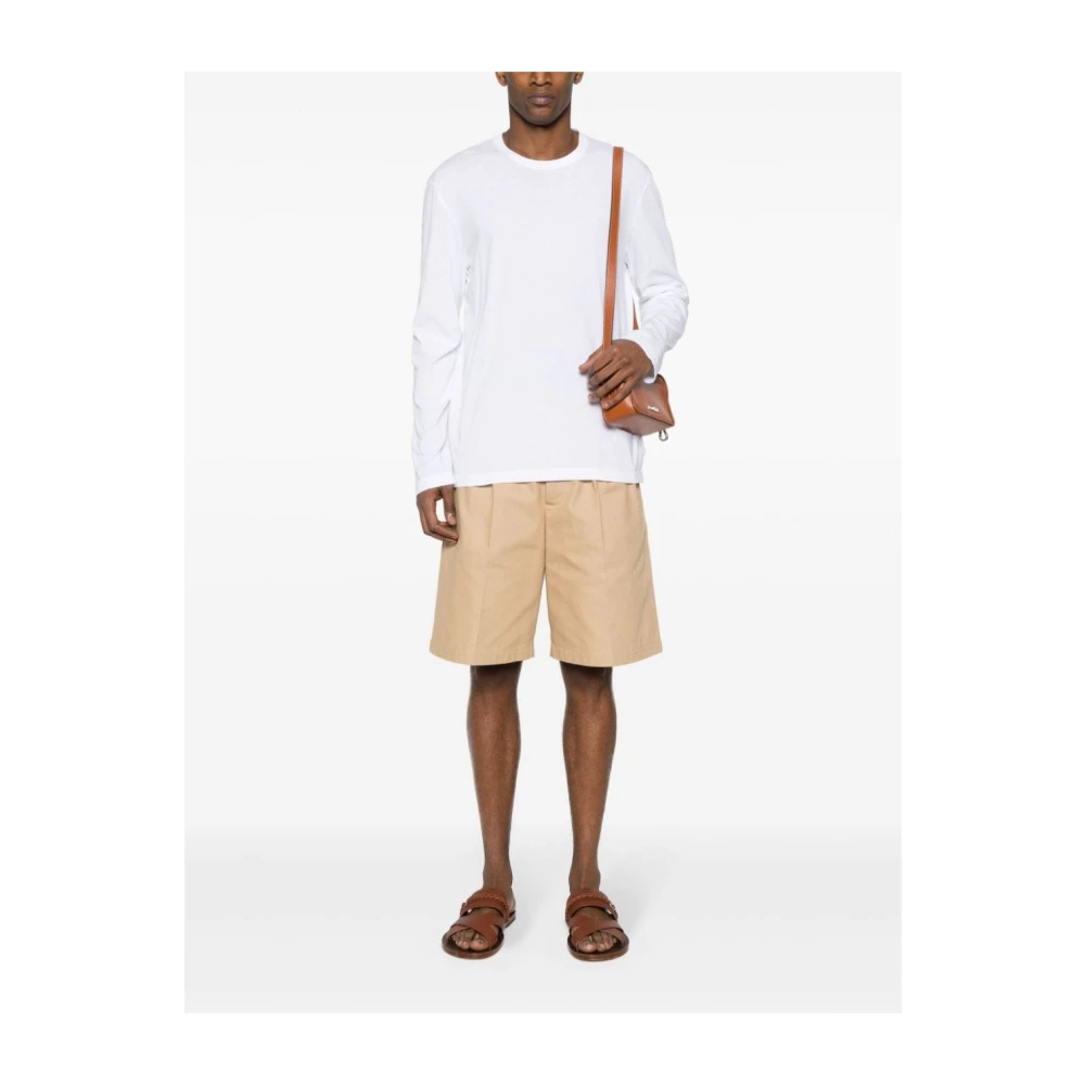 James Perse Pima Cotton Long Sleeve Crew T-Shirt White Heren