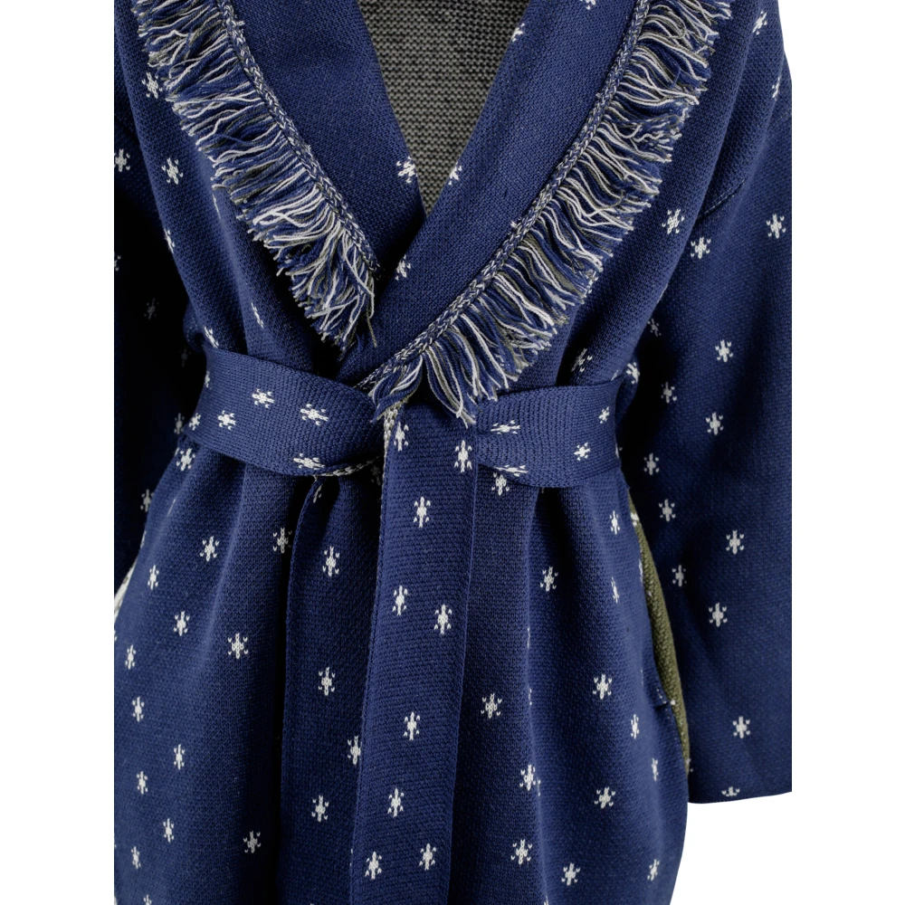 Charlott Gebreid Jacquard Shawl Kraag Franje Jas Multicolor Dames