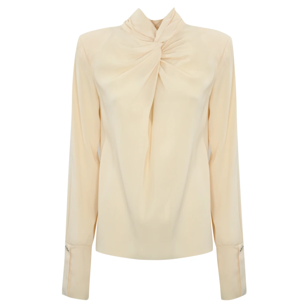 Patrizia Pepe Elegant Twill Kräm Blus Beige, Dam