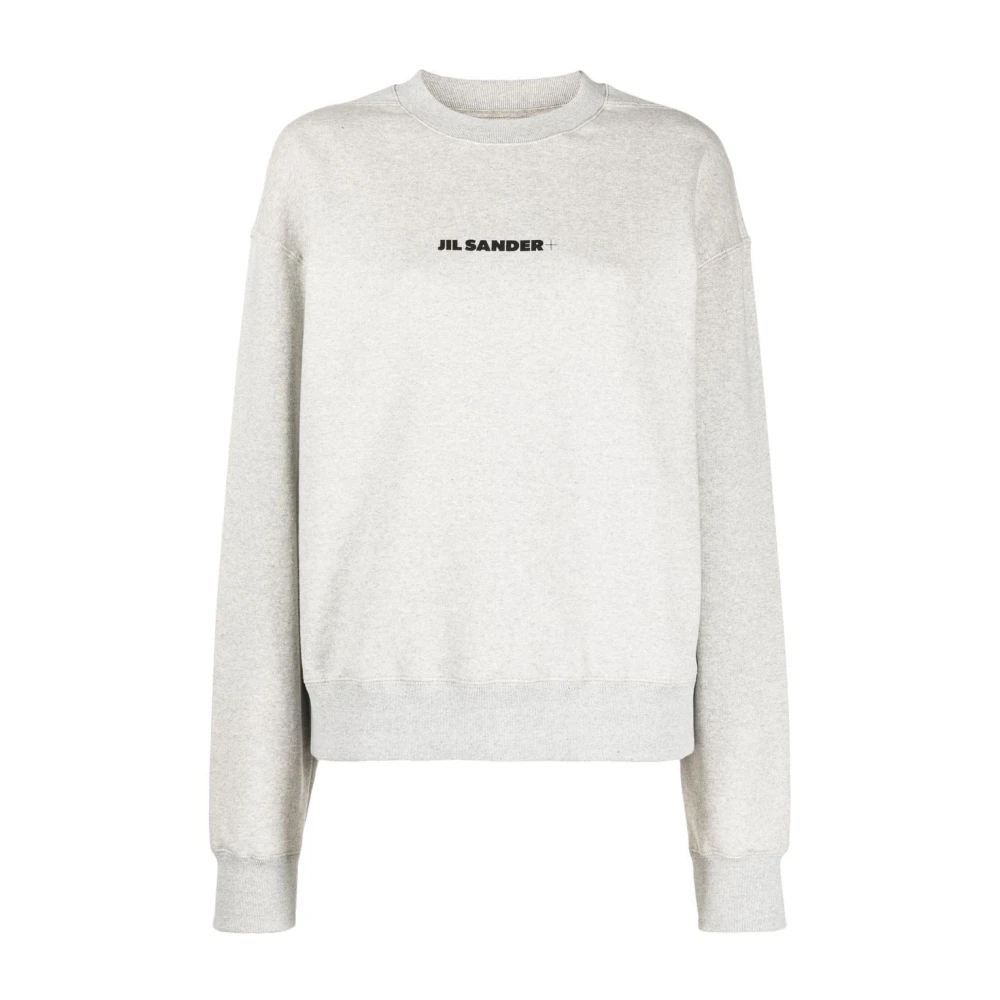 Jil Sander Witte Sweater met Logo Print White Dames