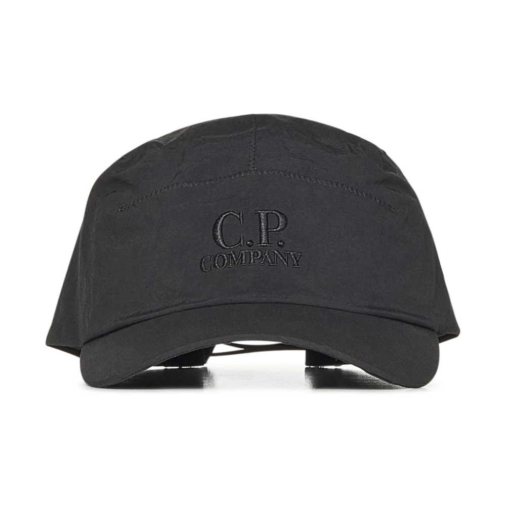 C.p. Company Men's Black Hats & Caps, One Size, Embroidered Logo Cap