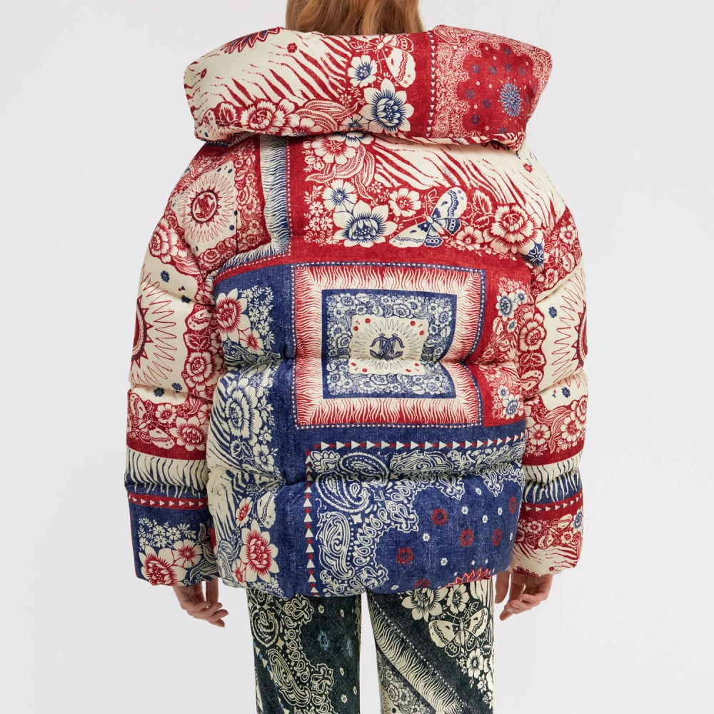 Roberto Cavalli Bandana Print Puffer Jas Multicolor Dames