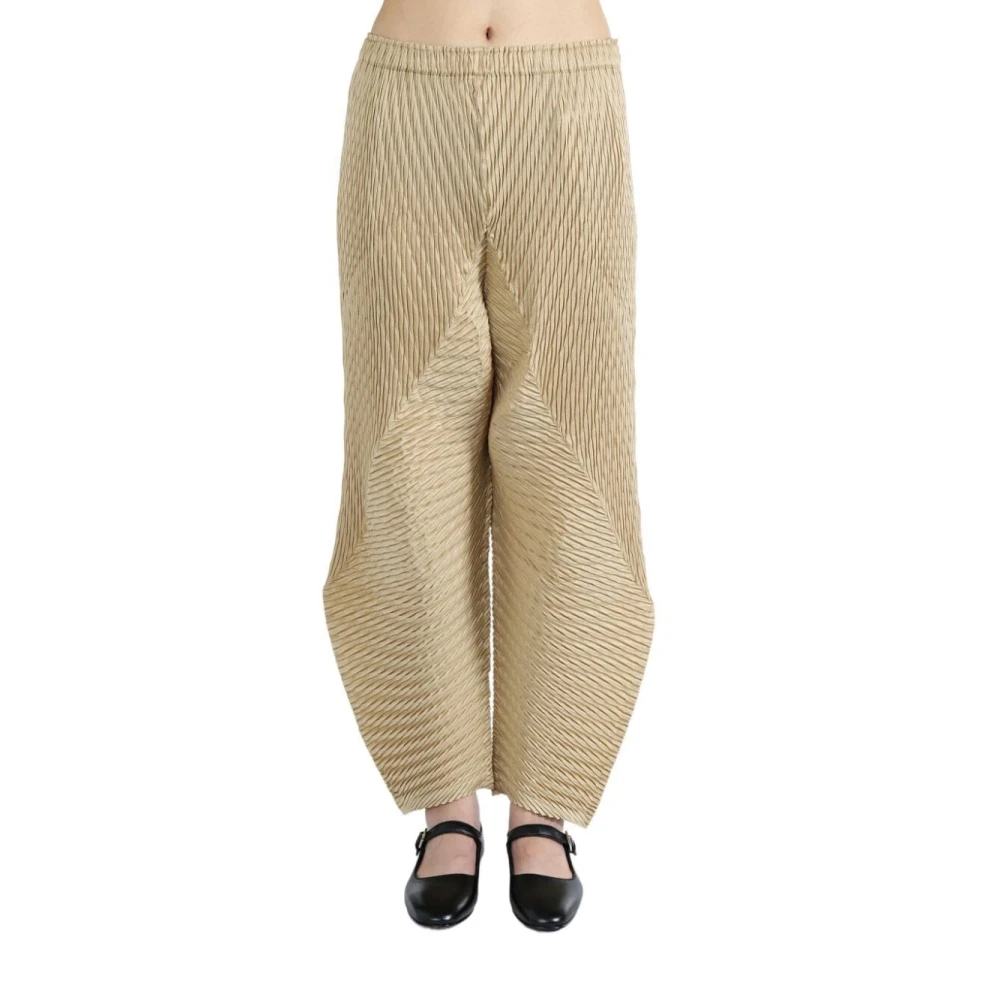 Issey Miyake Suede Plooibroek Beige Dames