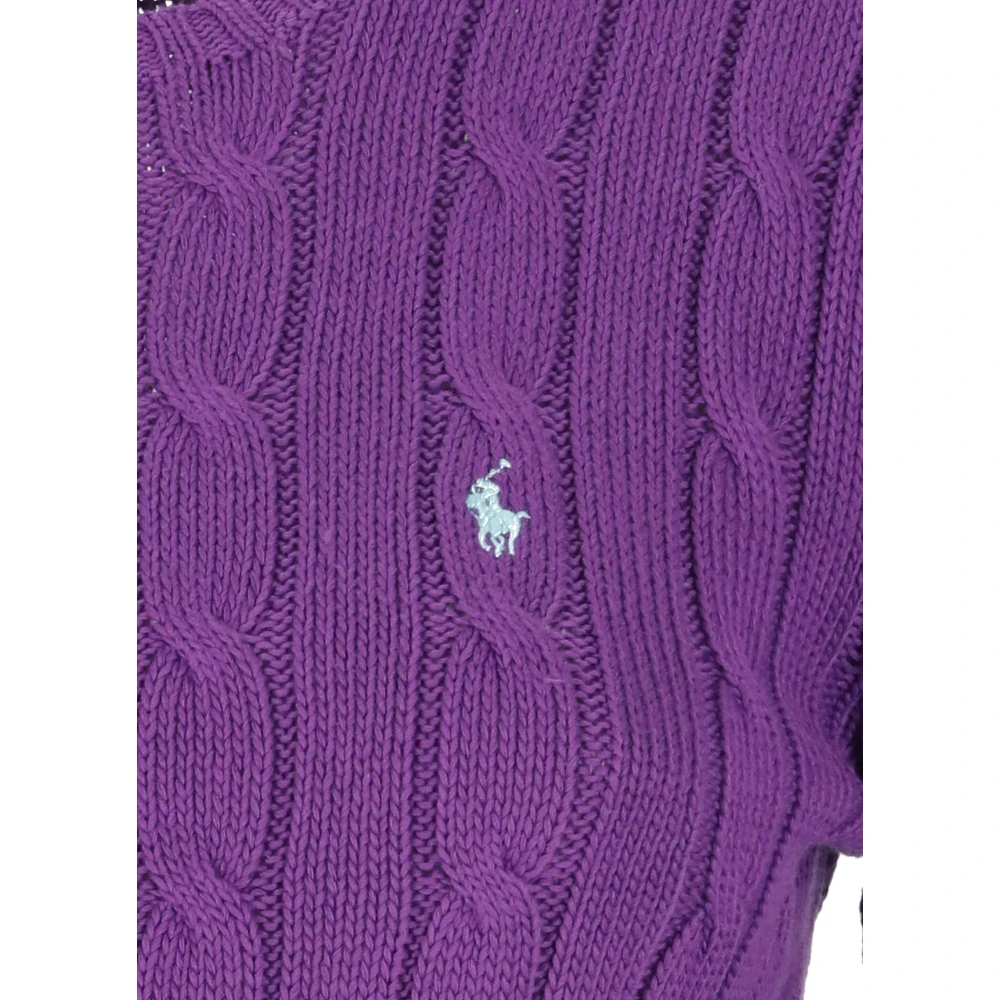 Ralph Lauren Paarse Katoenen Trui met Iconisch Pony Logo Purple Dames