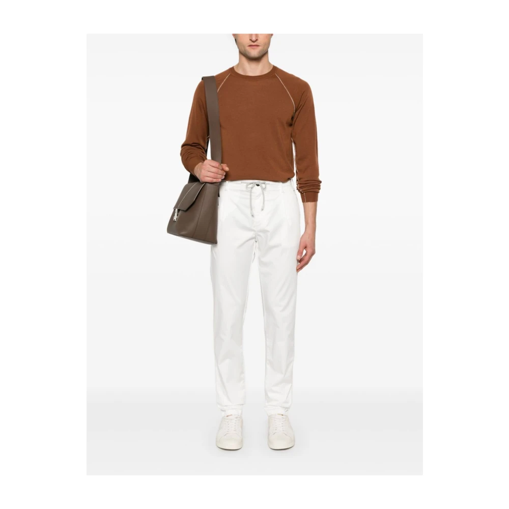 Eleventy Witte Slim-Fit Katoenen Broek White Heren