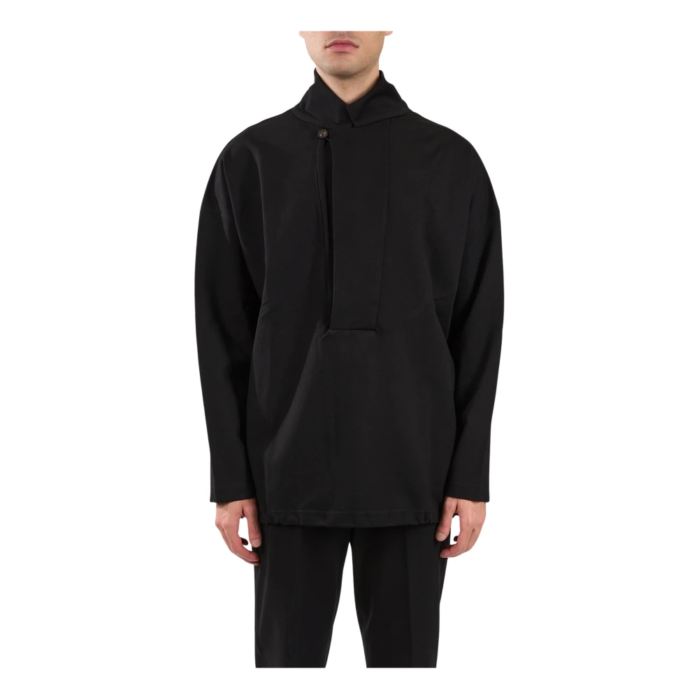 Hevo V-hals viscose sweatshirt oversized stijl Black Heren